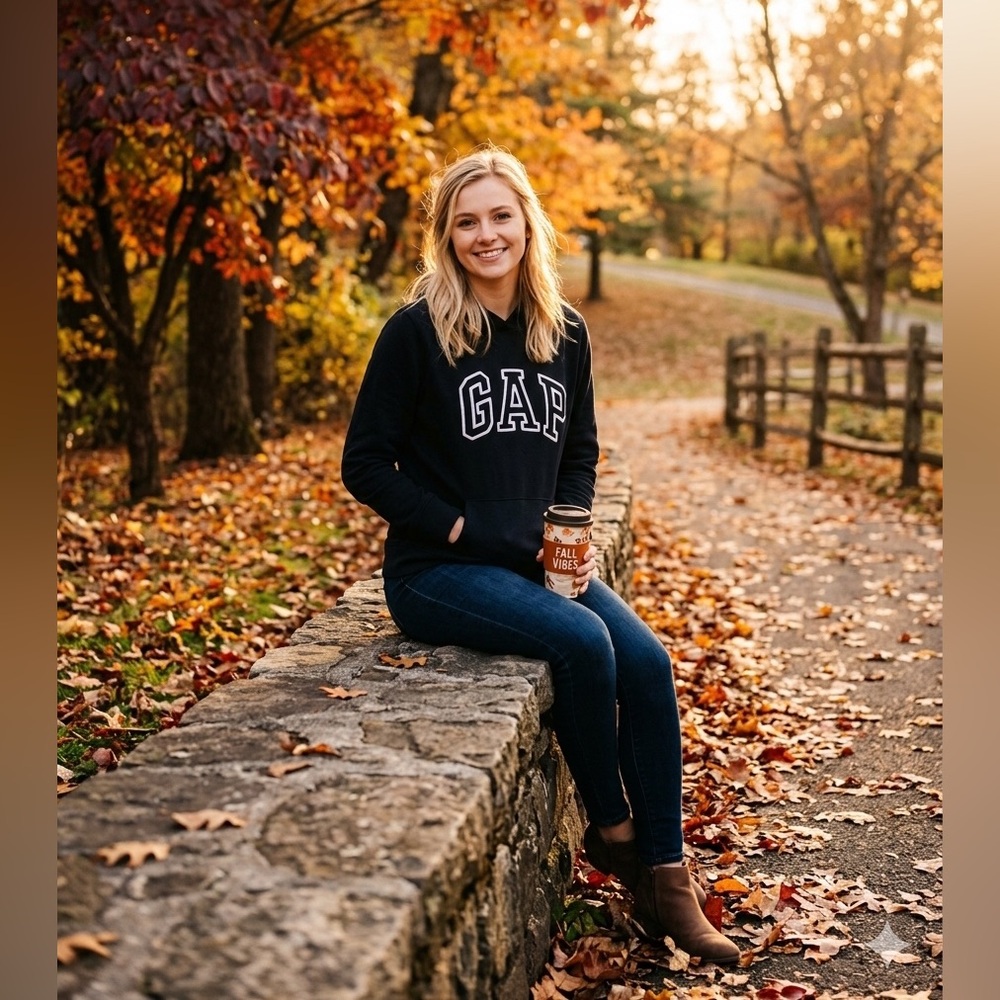 GAP Black Logo Hoodie - Women's Pullover Sweatshirt Medium Fleece NWT